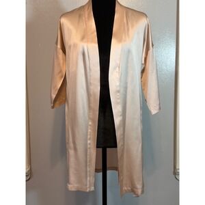Slipintosoft Champagne Silk Kimono Robe ✨ Luxe Lounge – L